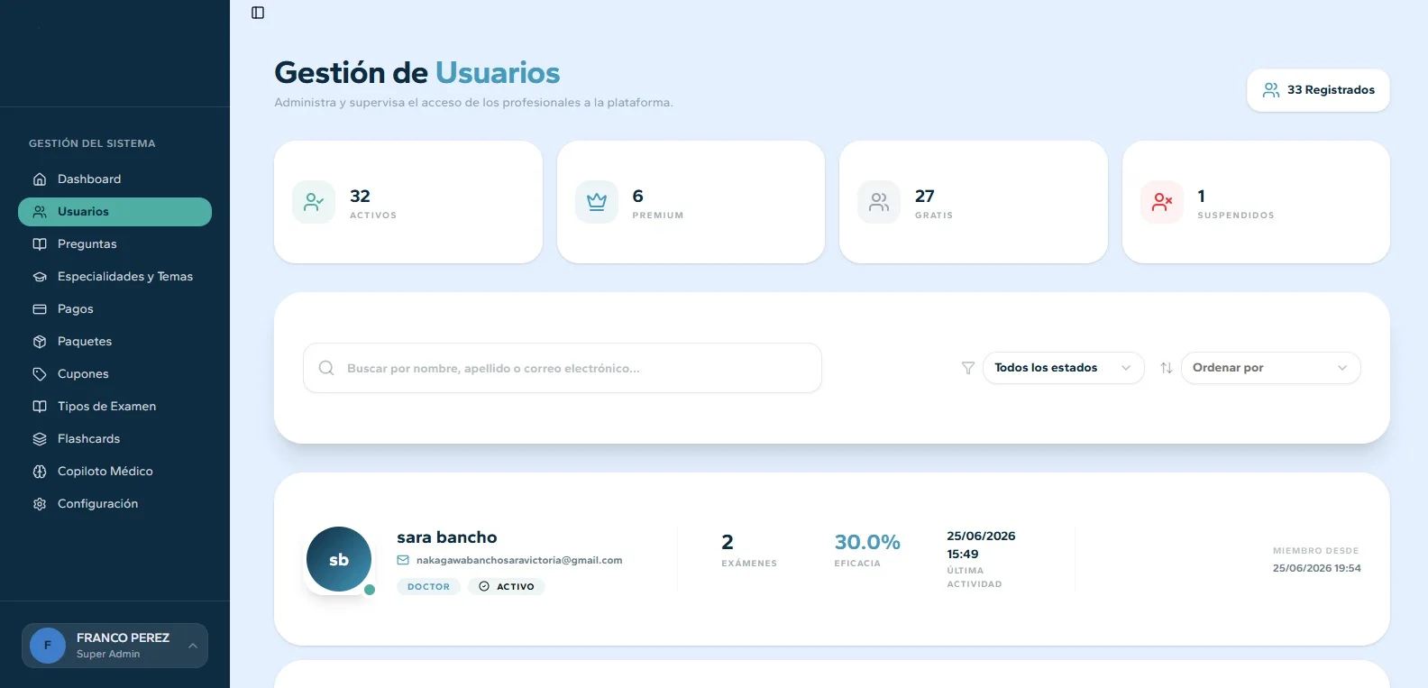Gestión y registro de alumnos en ExamAI