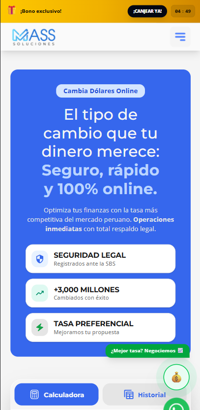 Vista móvil de Mass Soluciones