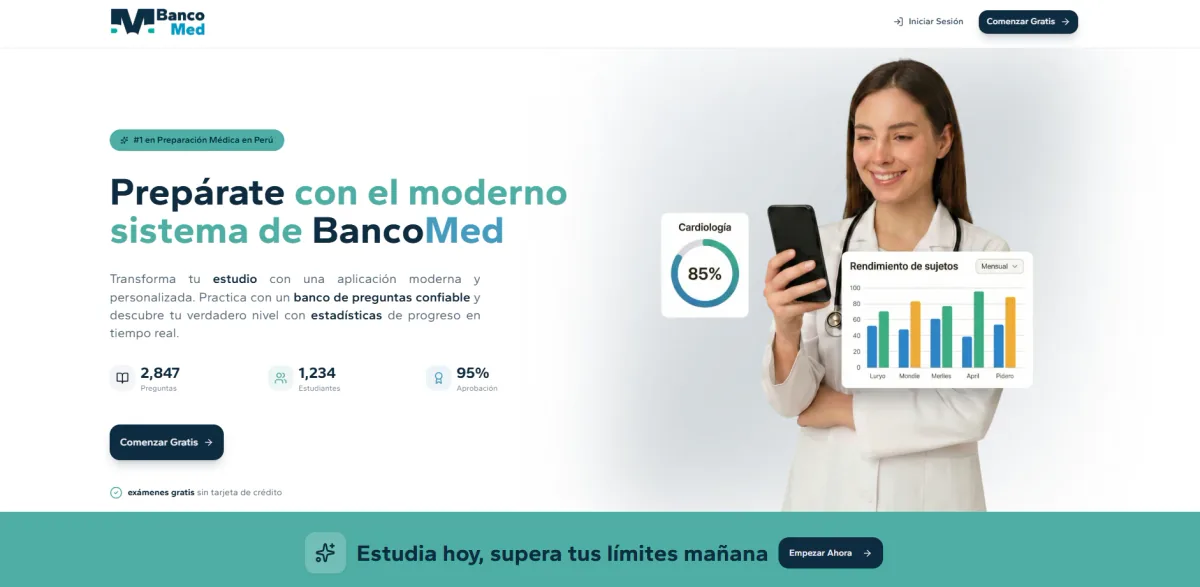 BancoMed, plataforma de evaluación médica en web y app móvil