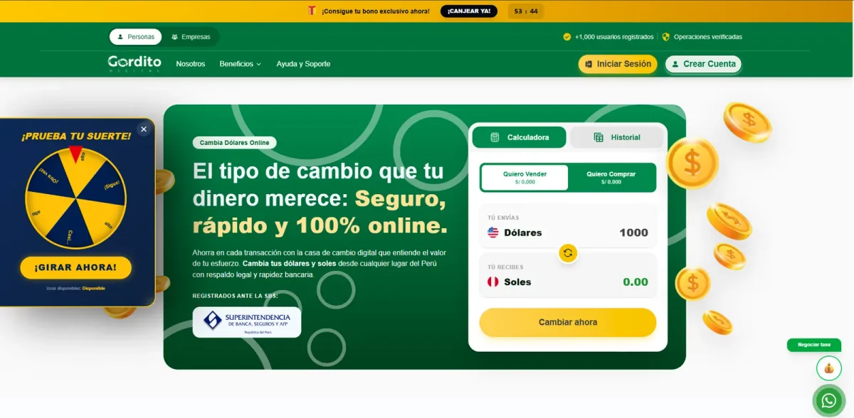 Cambios El Gordito, casa de cambio online supervisada por la SBS