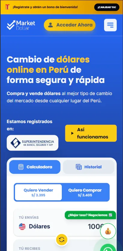 Vista móvil de Market Dollar