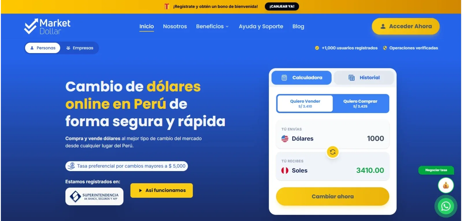 Vista principal de Market Dollar