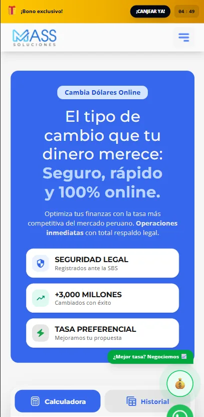 Vista móvil de Mass Soluciones